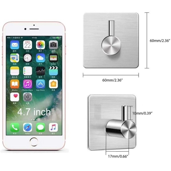 Adhesive Hooks Hangers Wall Heavy Duty Set 4 - Picture 5 of 7